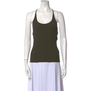 Helmut Lang Scoop Neck Sleeveless Top Green - S
